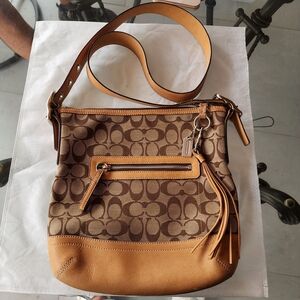 COACH Shoulder Bag Soft Slim Duffle_Signature_Beige -- Used